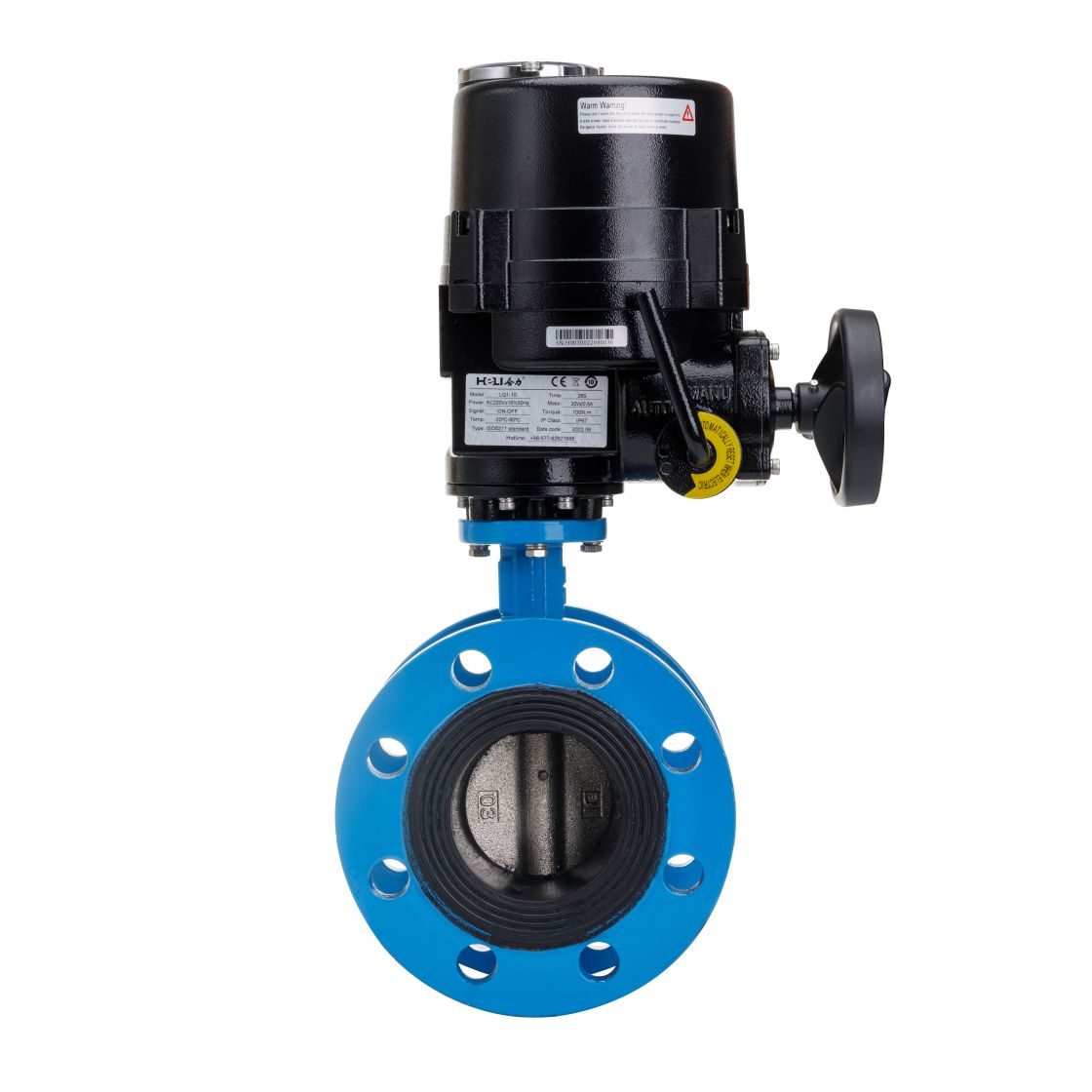 วาล์วผีเสื้อแบบหน้าแปลนไฟฟ้าสำหรับแบตเตอรี่ลิเธียม